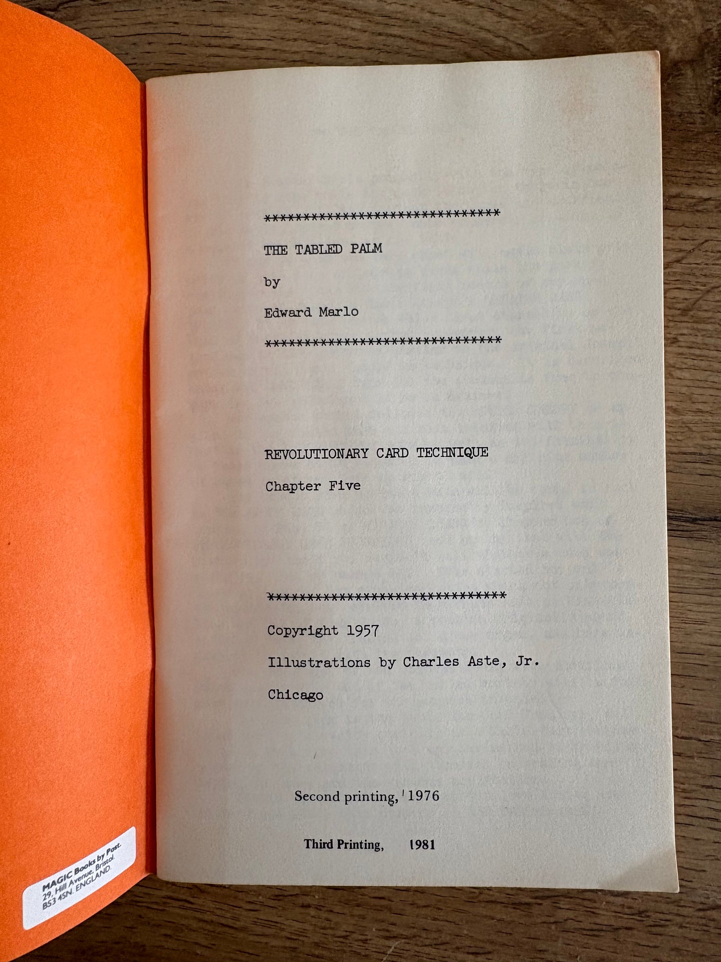 The Tabled Palm Author: Ed Marlo