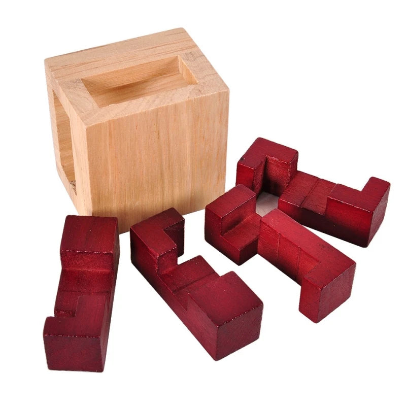 Luban Lock Box Brain Teaser,  Wooden Magic Puzzle IQ Challenge