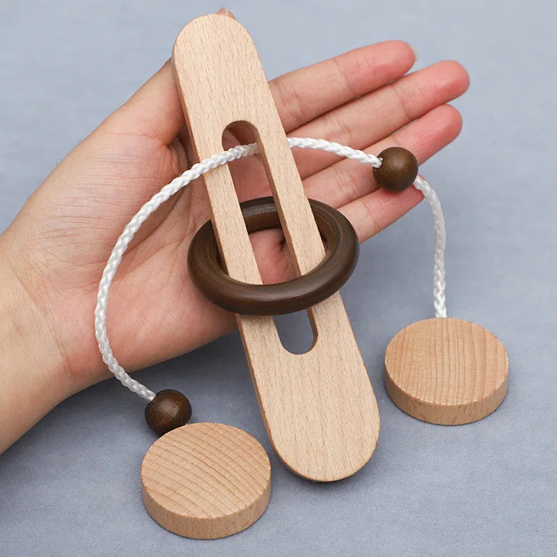 wooden logic puzzle display