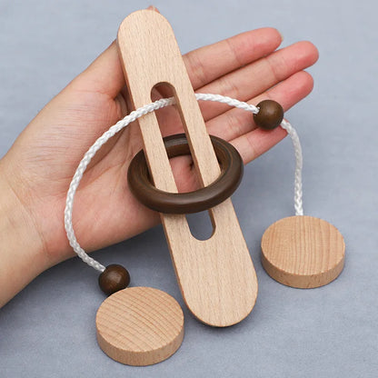 wooden logic puzzle display